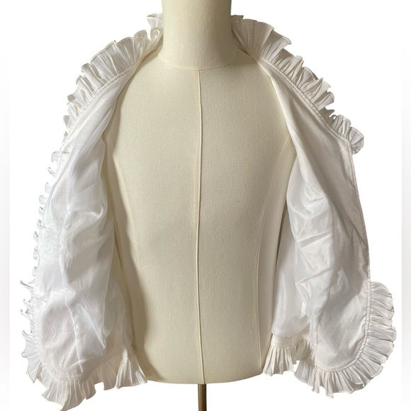 Ruffled Jerry T white blazer SZ L - Picture 5 of 8